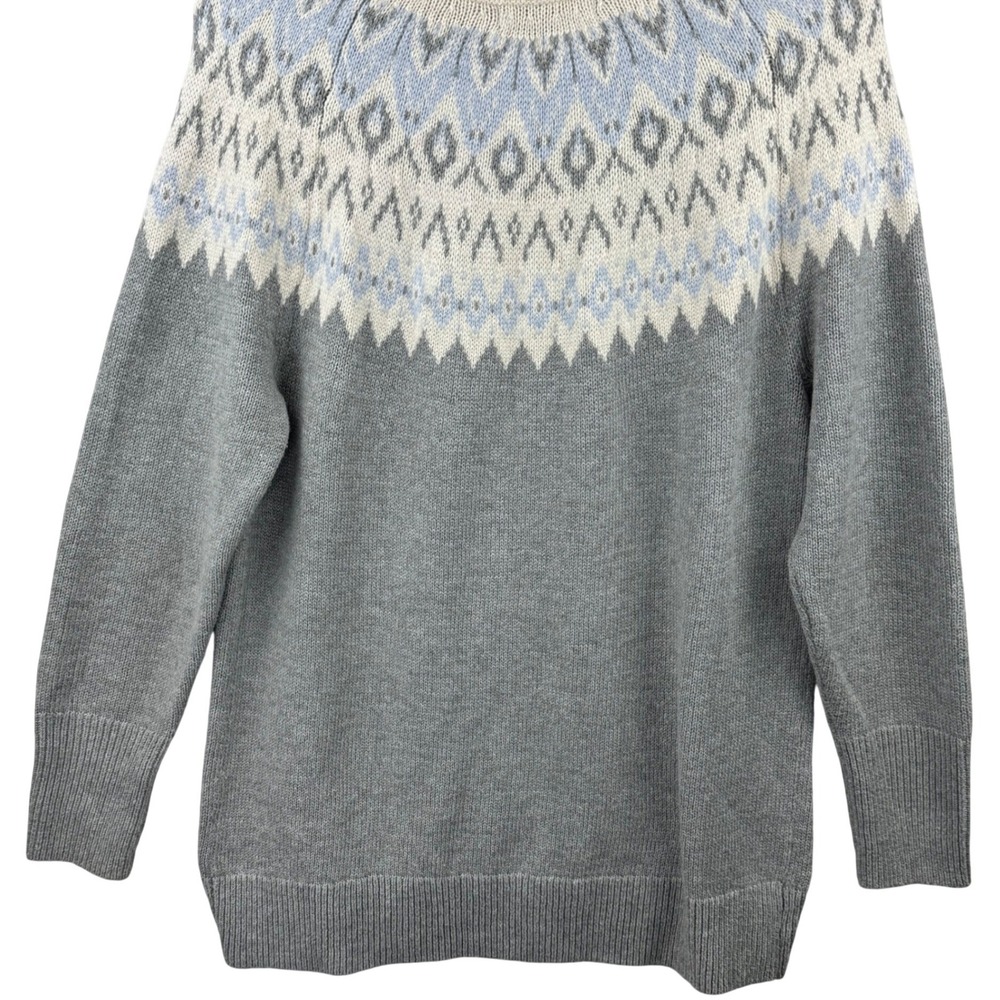 Banana‎ Republic Fair Isle Turtleneck Sweater Women Small Grey Blue Alpaca Blend - Picture 7 of 13
